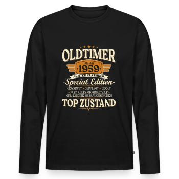 Oldtimer 1959 Jahrgang geboren Geburtstag Geschenk - Männer Premium Bio Langarmshirt - Schwarz - Vorne - Nico (187cm)