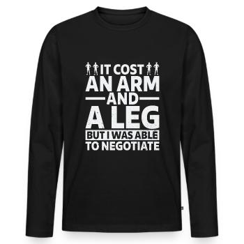 Amputation Lost Leg - Men's Premium Organic Long Sleeve Shirt - black - Front - Nico (187cm)