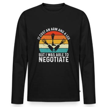 Amputation Lost Leg - Men's Premium Organic Long Sleeve Shirt - black - Front - Nico (187cm)
