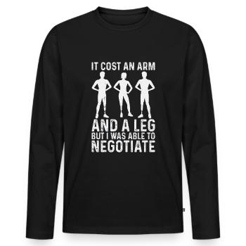 Amputation Lost Leg - Men's Premium Organic Long Sleeve Shirt - black - Front - Nico (187cm)