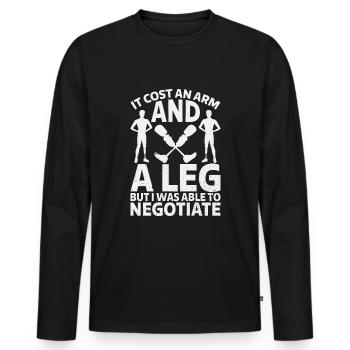 Amputation Lost Leg - Men's Premium Organic Long Sleeve Shirt - black - Front - Nico (187cm)