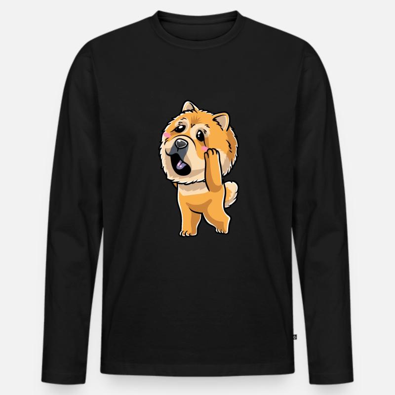 Chow-chow-hund-emoticon - Männer Premium Bio Langarmshirt - Schwarz