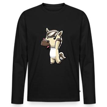 Émoticône Kawaii Cheval du Fjord - T-shirt manches longues Premium bio Homme - noir - Devant - Nico (187cm)