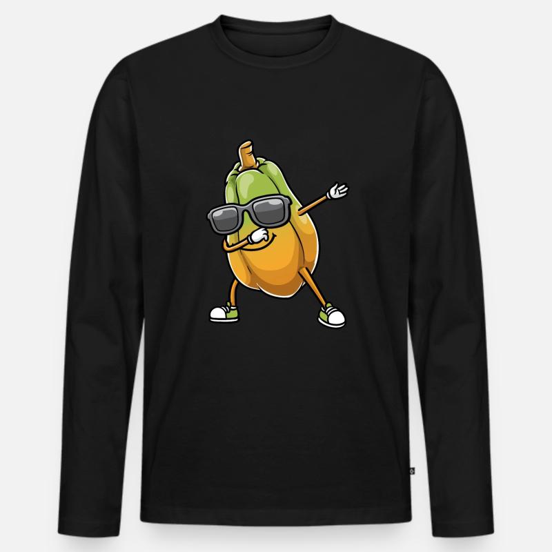 Papaya Tanzen - Männer Premium Bio Langarmshirt - Schwarz