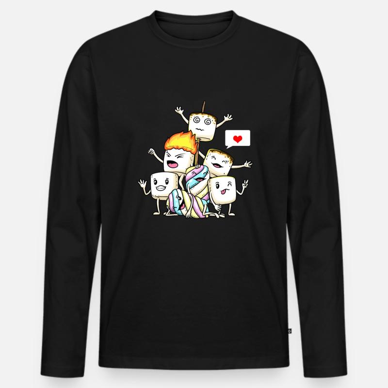 Lustige Marshmallows - Männer Premium Bio Langarmshirt - Schwarz