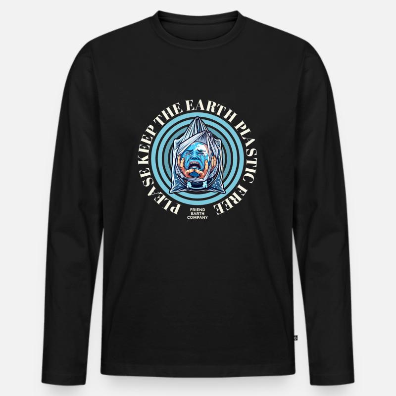 Plastikfreie Erde - Männer Premium Bio Langarmshirt - Schwarz