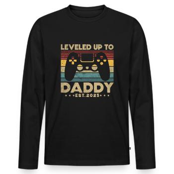 Promu papa en 2025 - T-shirt manches longues Premium bio Homme - noir - Devant - Nico (187cm)