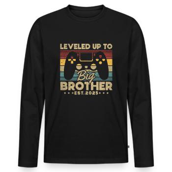 Promu grand frère en 2025 - T-shirt manches longues Premium bio Homme - noir - Devant - Nico (187cm)