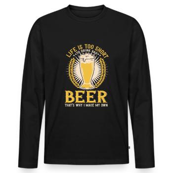 Braumeister Beer Brewing Brewers Boire de la bière - T-shirt manches longues Premium bio Homme - noir - Devant - Nico (187cm)