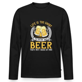 Braumeister Beer Brewing Brewers Boire de la bière - T-shirt manches longues Premium bio Homme - noir - Devant - Nico (187cm)