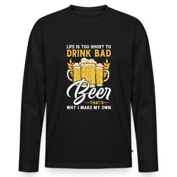 Braumeister Beer Brewing Brewers Boire de la bière - T-shirt manches longues Premium bio Homme - noir - Devant - Nico (187cm)
