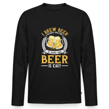 Braumeister Beer Brewing Brewers Boire de la bière - T-shirt manches longues Premium bio Homme - noir - Devant - Nico (187cm)