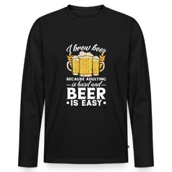 Braumeister Beer Brewing Brewers Boire de la bière - T-shirt manches longues Premium bio Homme - noir - Devant - Nico (187cm)