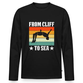 Diver Diving Cliff Diver - Men's Premium Organic Long Sleeve Shirt - black - Front - Nico (187cm)