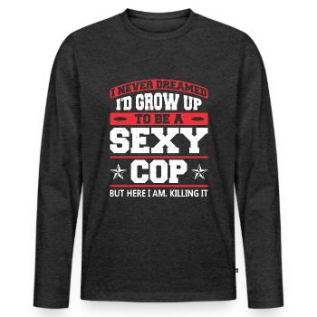 Policeman Funny Police Outfit - Men's Premium Organic Long Sleeve Shirt - heather anthracite - Front - Nico (187cm)