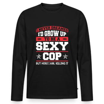 policier drôle tenue de police - T-shirt manches longues Premium bio Homme - noir - Devant - Nico (187cm)