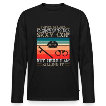 policier drôle tenue de police - T-shirt manches longues Premium bio Homme - noir - Devant - Nico (187cm)