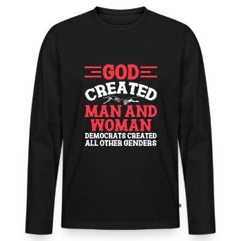God Created Man - Men's Premium Organic Long Sleeve Shirt - black - Front - Nico (187cm)