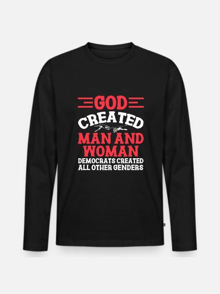God Created Man - Men's Premium Organic Long Sleeve Shirt - black