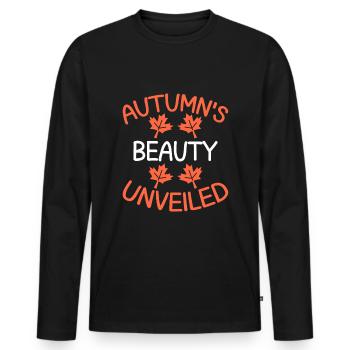 Blattpeeper Herbst Laub Herbst Peeper - Männer Premium Bio Langarmshirt - Schwarz - Vorne - Nico (187cm)