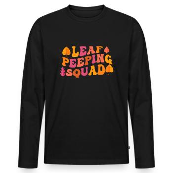 Blattpeeper Herbst Laub Herbst Peeper - Männer Premium Bio Langarmshirt - Schwarz - Vorne - Nico (187cm)