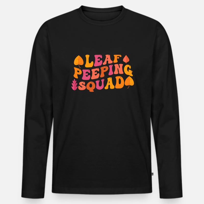 Blattpeeper Herbst Laub Herbst Peeper - Männer Premium Bio Langarmshirt - Schwarz