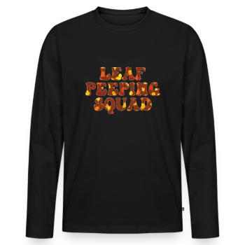 Blattpeeper Herbst Laub Herbst Peeper - Männer Premium Bio Langarmshirt - Schwarz - Vorne - Nico (187cm)