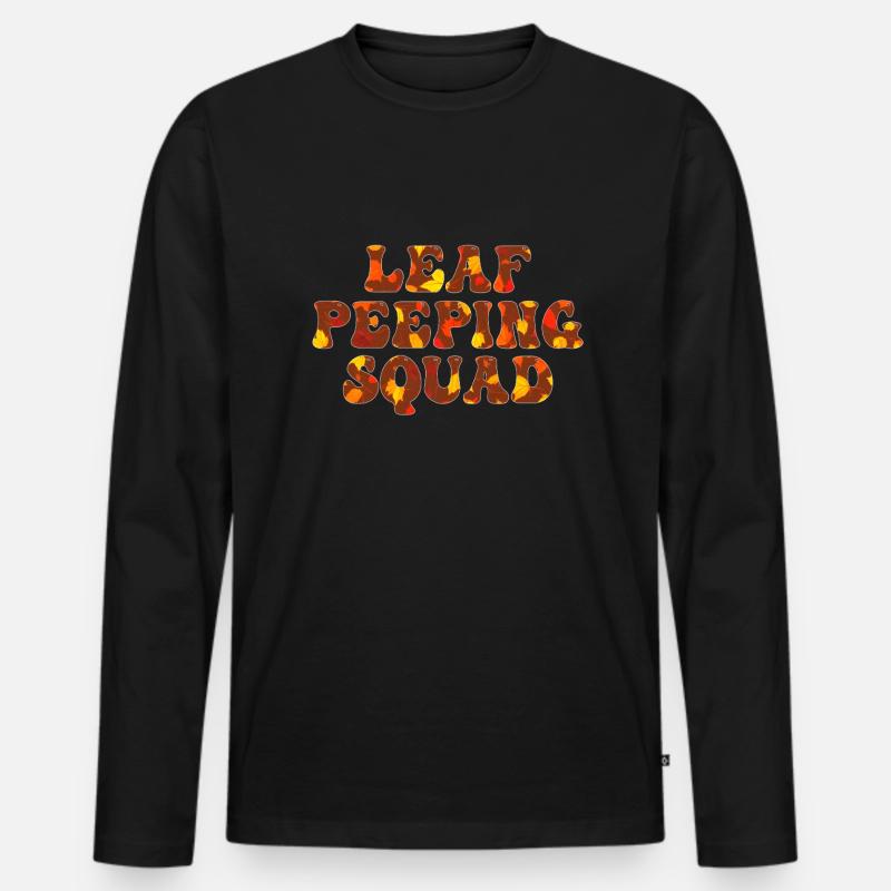 Blattpeeper Herbst Laub Herbst Peeper - Männer Premium Bio Langarmshirt - Schwarz