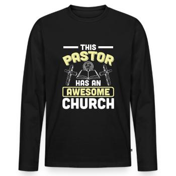 Priest Pastor Gift for Christians - Men's Premium Organic Long Sleeve Shirt - black - Front - Nico (187cm)