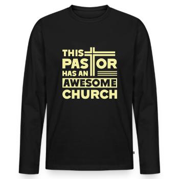 Priest Pastor Gift for Christians - Men's Premium Organic Long Sleeve Shirt - black - Front - Nico (187cm)