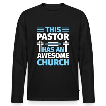 Priest Pastor Gift for Christians - Men's Premium Organic Long Sleeve Shirt - black - Front - Nico (187cm)
