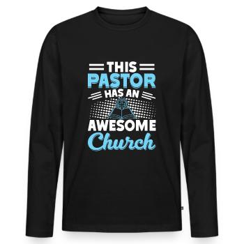 Priest Pastor Gift for Christians - Men's Premium Organic Long Sleeve Shirt - black - Front - Nico (187cm)