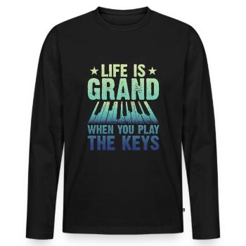 Piano Klavier Pianiste - T-shirt manches longues Premium bio Homme - noir - Devant - Nico (187cm)