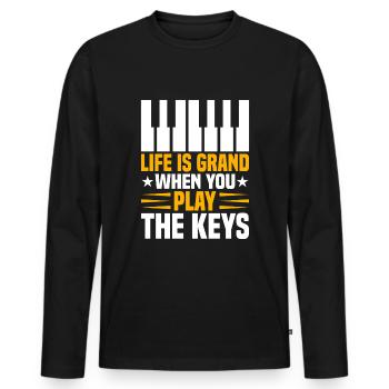 Piano Klavier Pianiste - T-shirt manches longues Premium bio Homme - noir - Devant - Nico (187cm)
