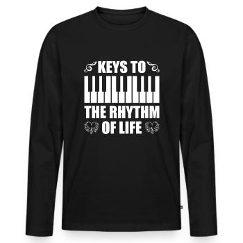 Piano Klavier Pianiste - T-shirt manches longues Premium bio Homme - noir - Devant - Nico (187cm)