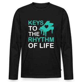 Piano Klavier Pianiste - T-shirt manches longues Premium bio Homme - noir - Devant - Nico (187cm)