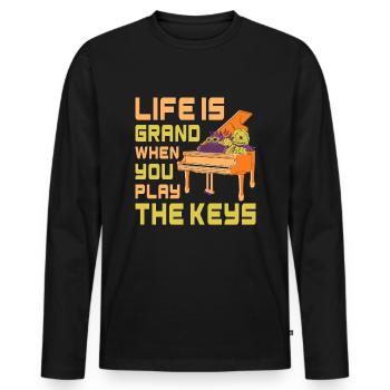 Piano Klavier Pianiste - T-shirt manches longues Premium bio Homme - noir - Devant - Nico (187cm)