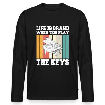 Piano Klavier Pianiste - T-shirt manches longues Premium bio Homme - noir - Devant - Nico (187cm)
