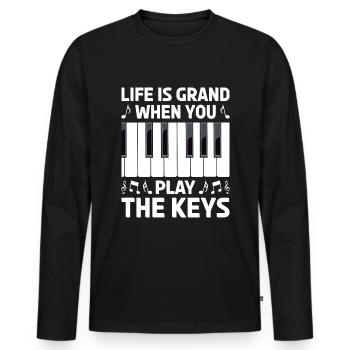 Piano Klavier Pianiste - T-shirt manches longues Premium bio Homme - noir - Devant - Nico (187cm)