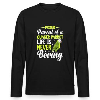 Moine vert Acteur Quaker Conure Perroquets - T-shirt manches longues Premium bio Homme - noir - Devant - Nico (187cm)