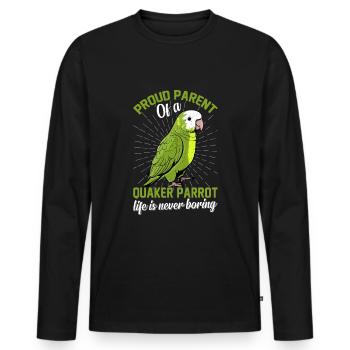 Moine vert Acteur Quaker Conure Perroquets - T-shirt manches longues Premium bio Homme - noir - Devant - Nico (187cm)