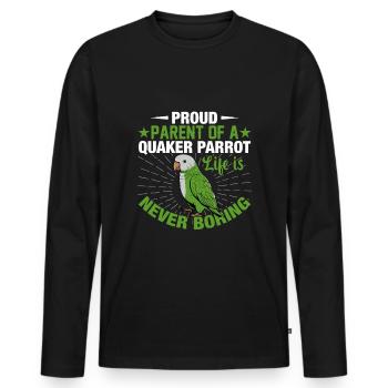 Moine vert Acteur Quaker Conure Perroquets - T-shirt manches longues Premium bio Homme - noir - Devant - Nico (187cm)
