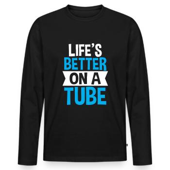 Summer Float Trip River Tubing Party Beach Outfit - Men's Premium Organic Long Sleeve Shirt - black - Front - Nico (187cm)