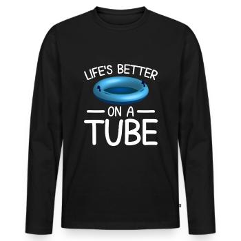 Summer Float Trip River Tubing Party Beach Outfit - Men's Premium Organic Long Sleeve Shirt - black - Front - Nico (187cm)