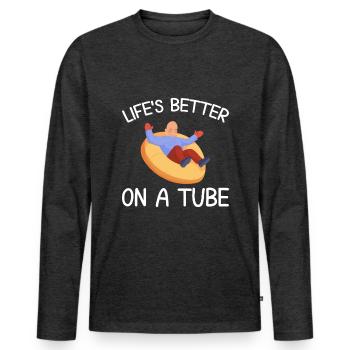 Summer Float Trip River Tubing Party Beach Outfit - Men's Premium Organic Long Sleeve Shirt - heather anthracite - Front - Nico (187cm)