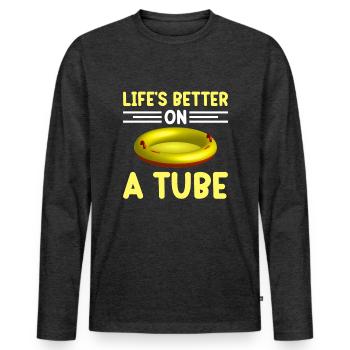Summer Float Trip River Tubing Party Beach Outfit - Men's Premium Organic Long Sleeve Shirt - heather anthracite - Front - Nico (187cm)