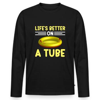 Summer Float Trip River Tubing Party Beach Outfit - Men's Premium Organic Long Sleeve Shirt - black - Front - Nico (187cm)