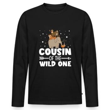 Anniversaire Safari Safari Zoo Big Five - T-shirt manches longues Premium bio Homme - noir - Devant - Nico (187cm)