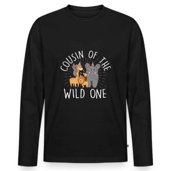 Anniversaire Safari Safari Zoo Big Five - T-shirt manches longues Premium bio Homme - noir - Devant - Nico (187cm)