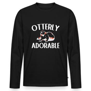 Loutre Otter Loutre, Cadeau Loutre de mer - T-shirt manches longues Premium bio Homme - noir - Devant - Nico (187cm)